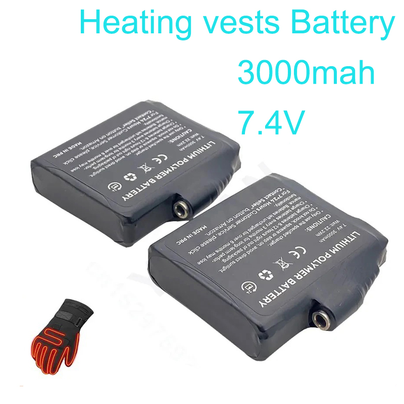 Heated Vest Battery - Gloves Battery 7.4V 3000mah Polymer Lithium