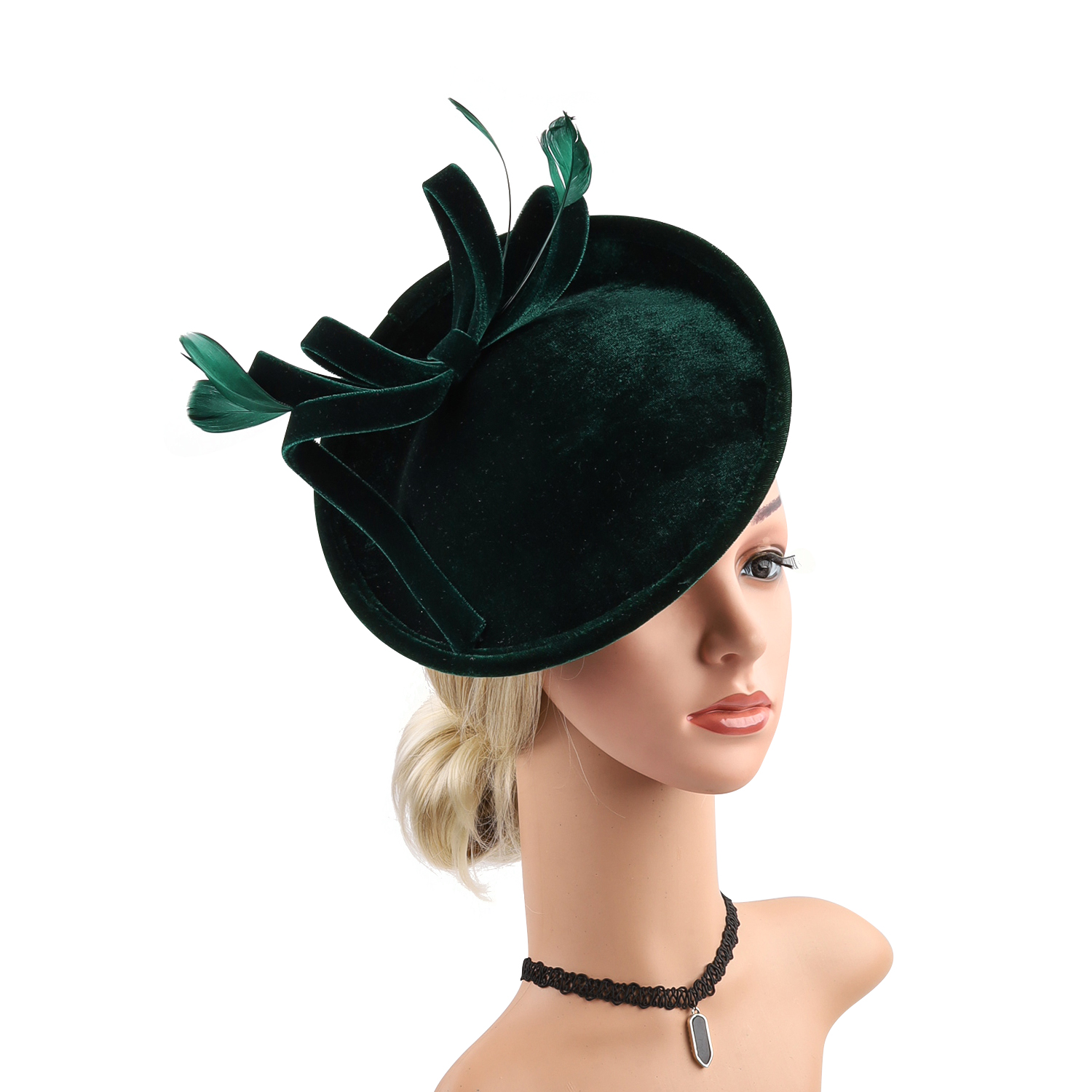 Winter Headband Fleece - Velour Velvet Fascinator Feather Hat for