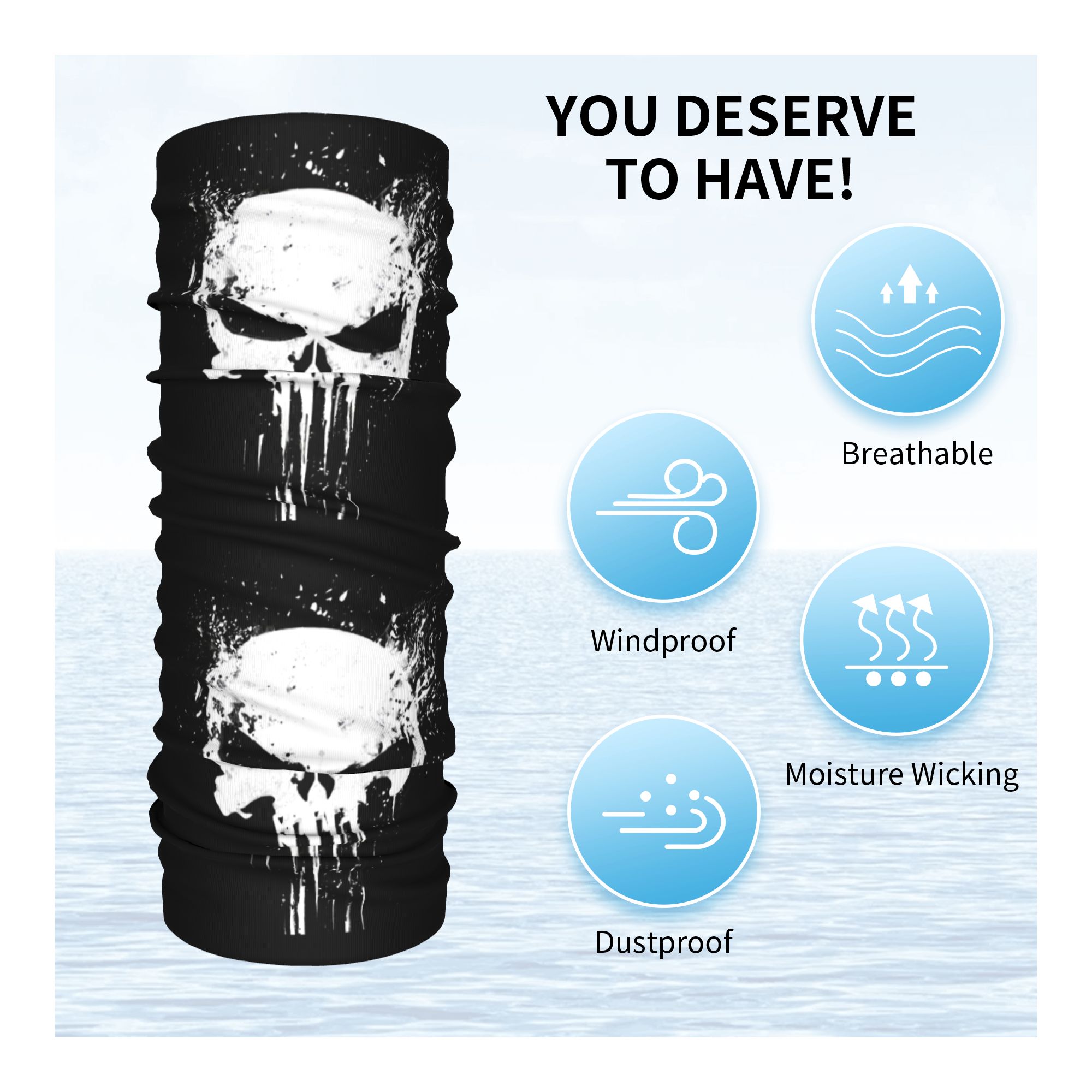 Custom Skeleton Skull Bandana  - Neck Gaiter Fleece reseña y precio