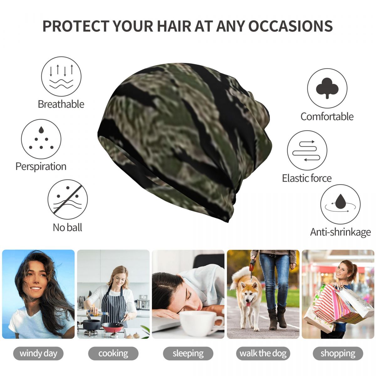 Tiger Stripe Camouflage Milita - Knit Beanie Hat Warm reseña y precio