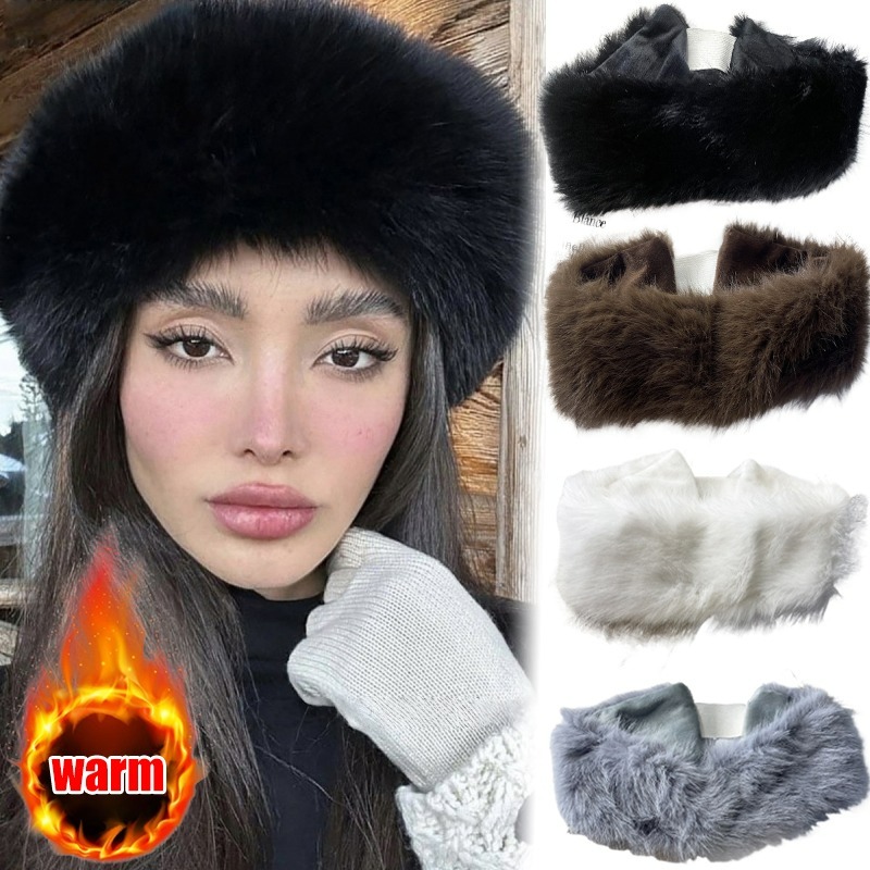 Wide Band Fur Headband Winter  - Fleece Ear Warmer Band reseña y precio