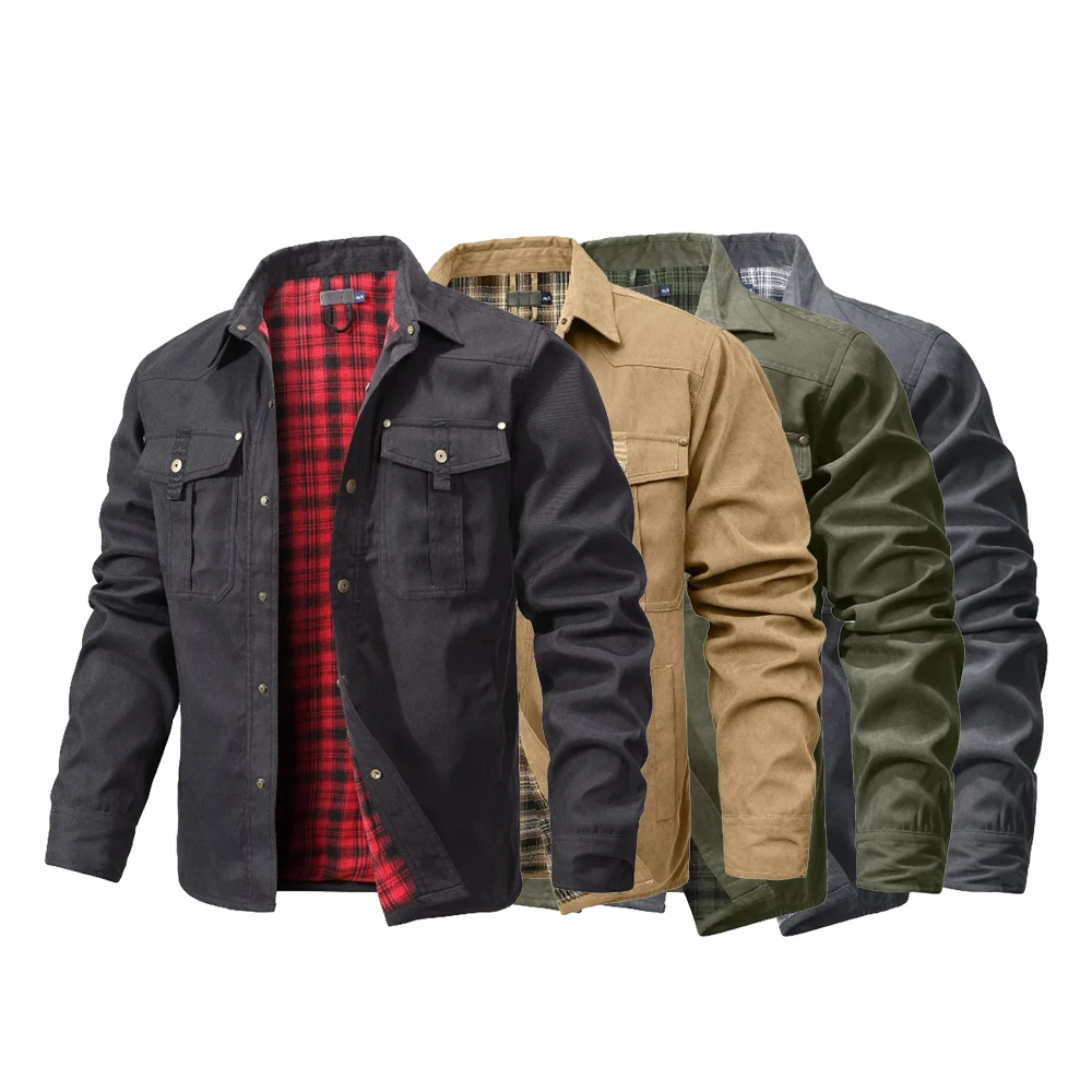 Men's Jackets Spring Flannel L - Flannel Shirt Lined reseña y precio