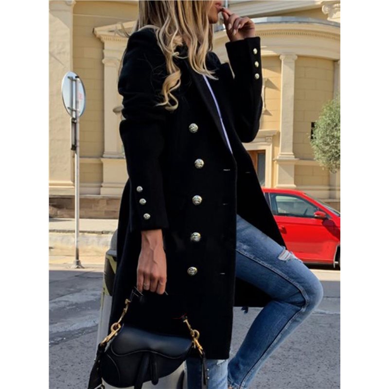 A24F-Women Fall Winter Wool Co - Wool Coat Peacoat reseña y precio