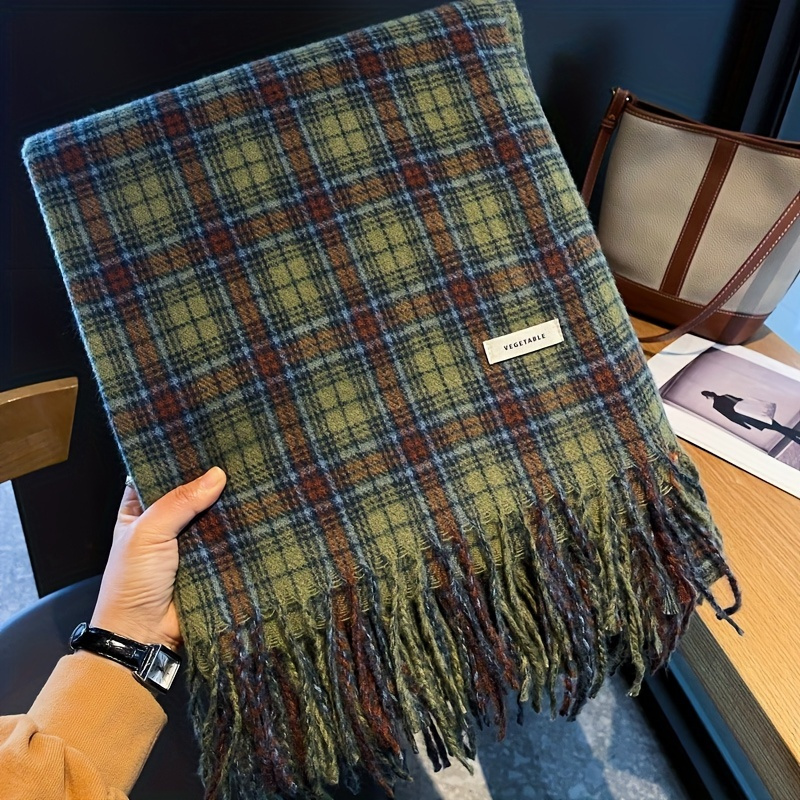 Vintage Green Plaid Tassel Sca - Cashmere Pashmina Wrap reseña y precio
