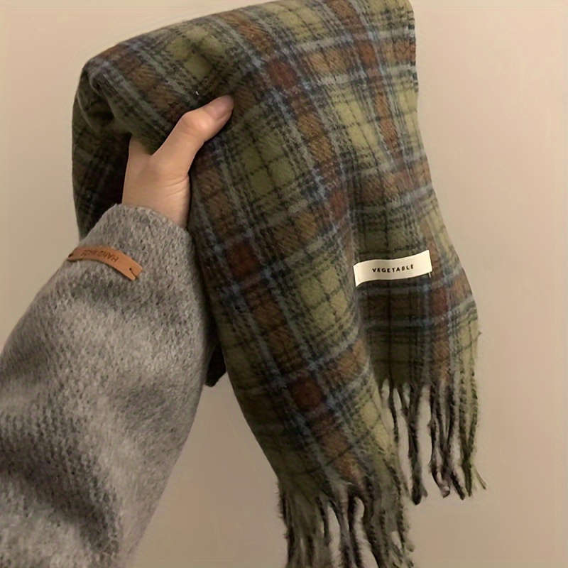 Vintage Green Plaid Tassel Sca - Cashmere Pashmina Wrap reseña y precio
