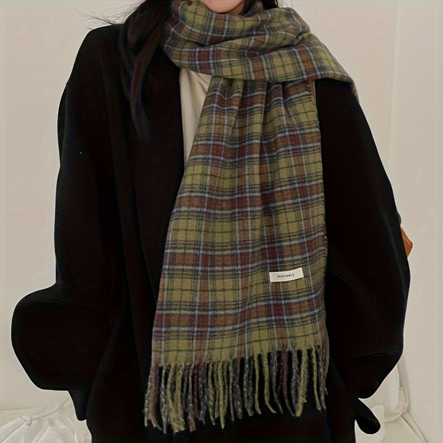 Vintage Green Plaid Tassel Sca - Cashmere Pashmina Wrap reseña y precio