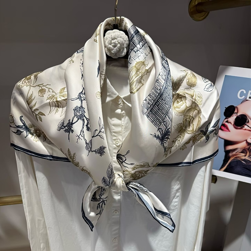 [BYSIFA] Blue White 100% Silk  - Shawl Wrap Winter reseña y precio