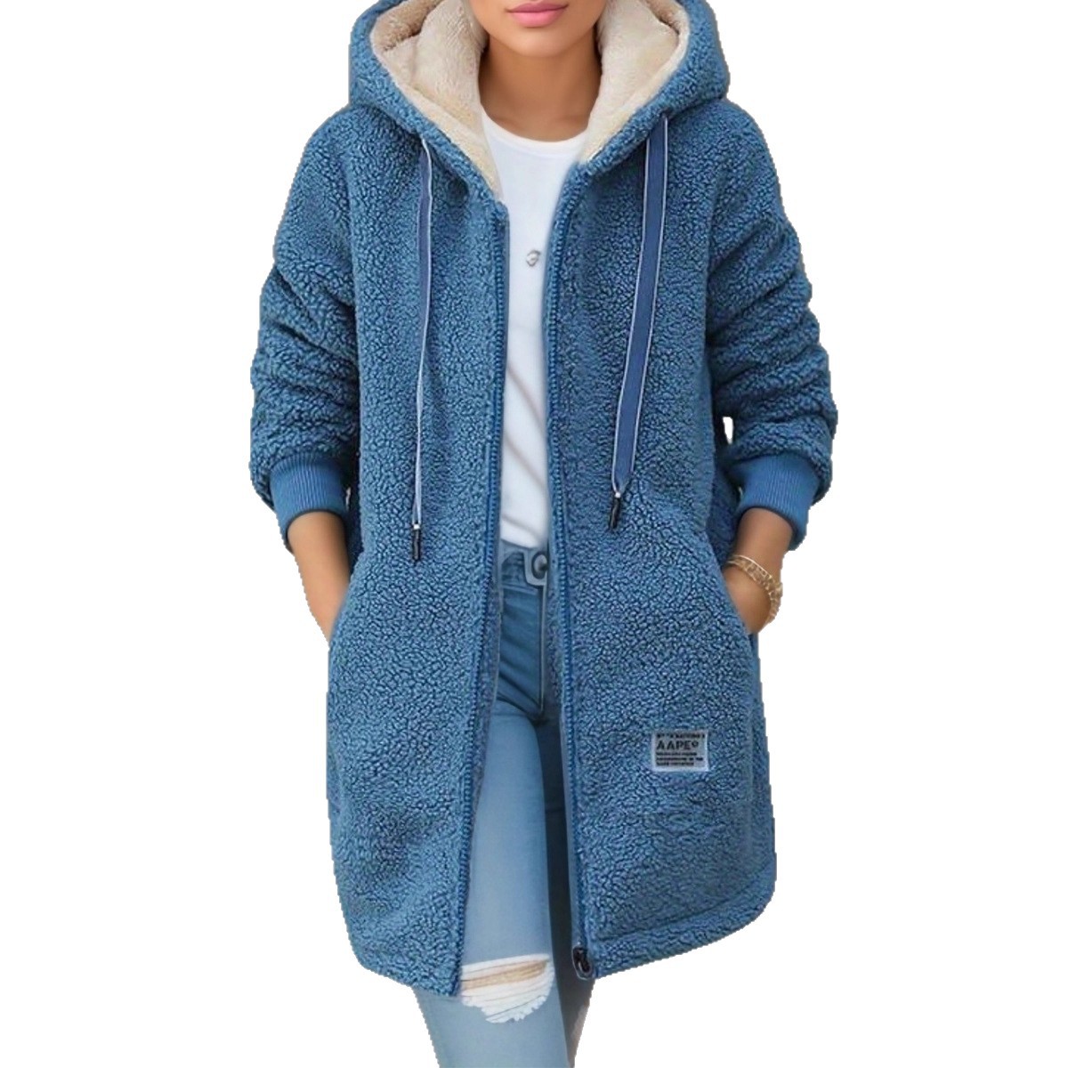 Thick Fleece Mid Length Jacket - Sherpa Hoodie Fleece reseña y precio