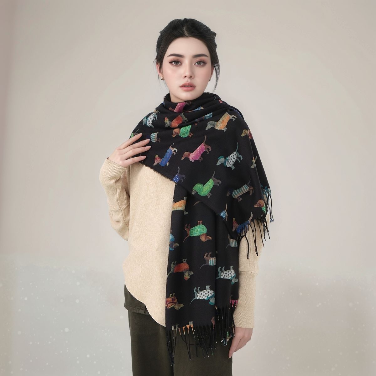 New Cashmere Scarf Shawl Dachs - Cashmere Pashmina Wrap reseña y precio