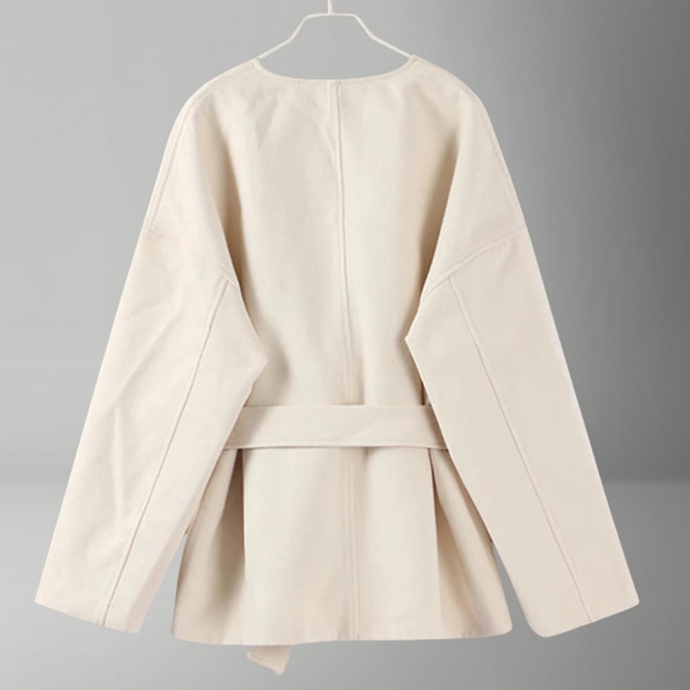 Lace-up Waist Jacket Stylish W - Wool Coat Peacoat reseña y precio