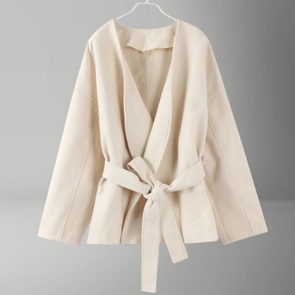Lace-up Waist Jacket Stylish W - Wool Coat Peacoat reseña y precio