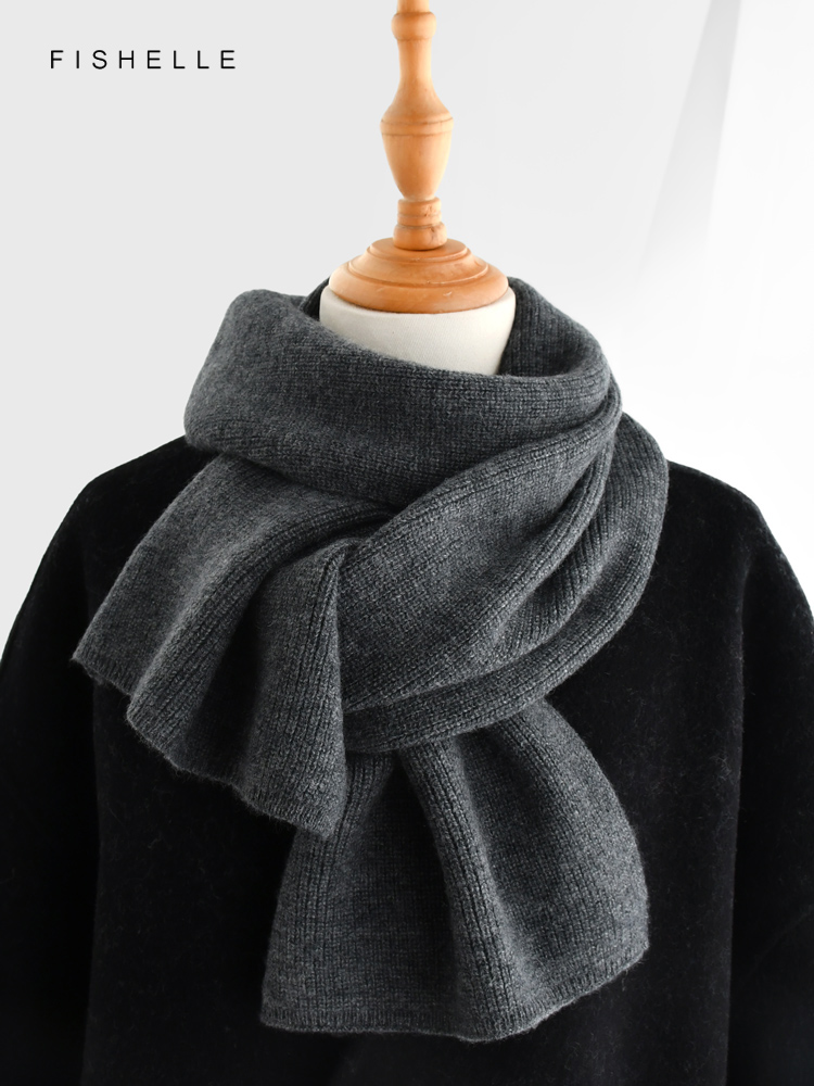 Gray solid color cashmere scar - Wool Scarf Men reseña y precio