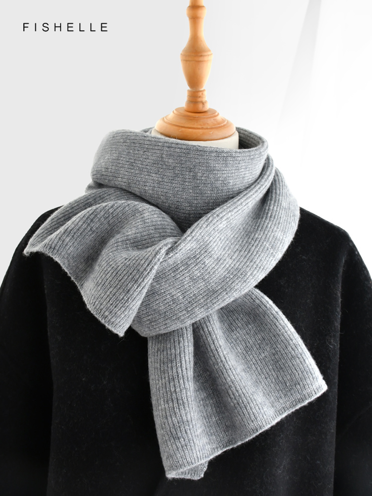 Gray solid color cashmere scar - Wool Scarf Men reseña y precio