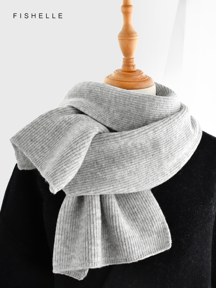 Gray solid color cashmere scar - Wool Scarf Men reseña y precio
