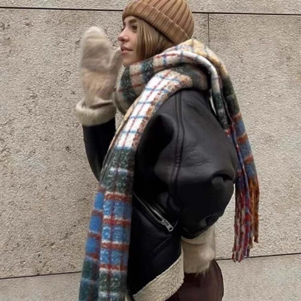 Retro Tassel Plaid Wool Scarf  - Wool Scarf Men reseña y precio