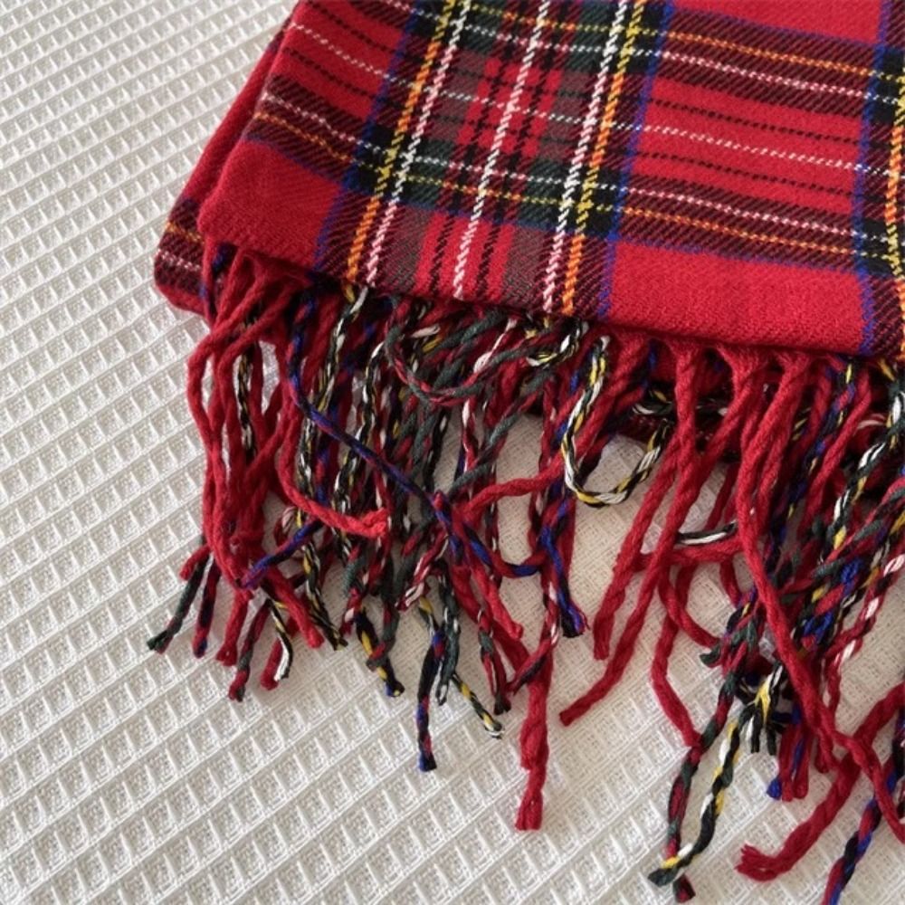Retro Tassel Plaid Wool Scarf  - Wool Scarf Men reseña y precio