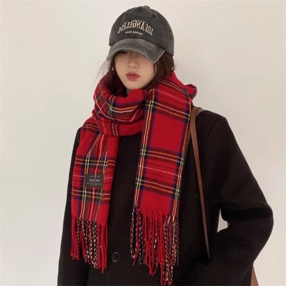 Retro Tassel Plaid Wool Scarf  - Wool Scarf Men reseña y precio