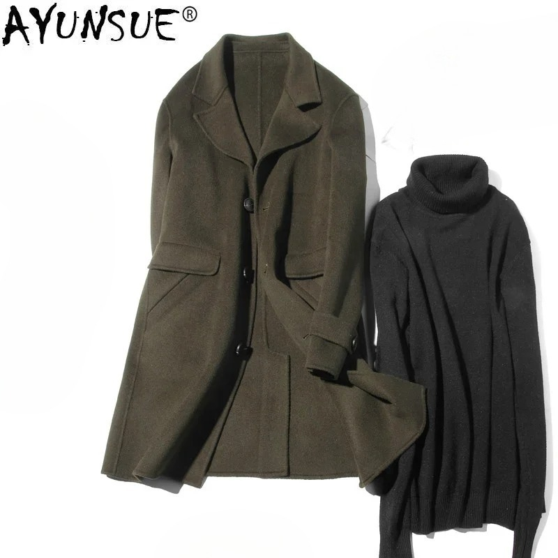 AYUNSUE 100% Wool Coat Men Aut - Wool Coat Peacoat reseña y precio
