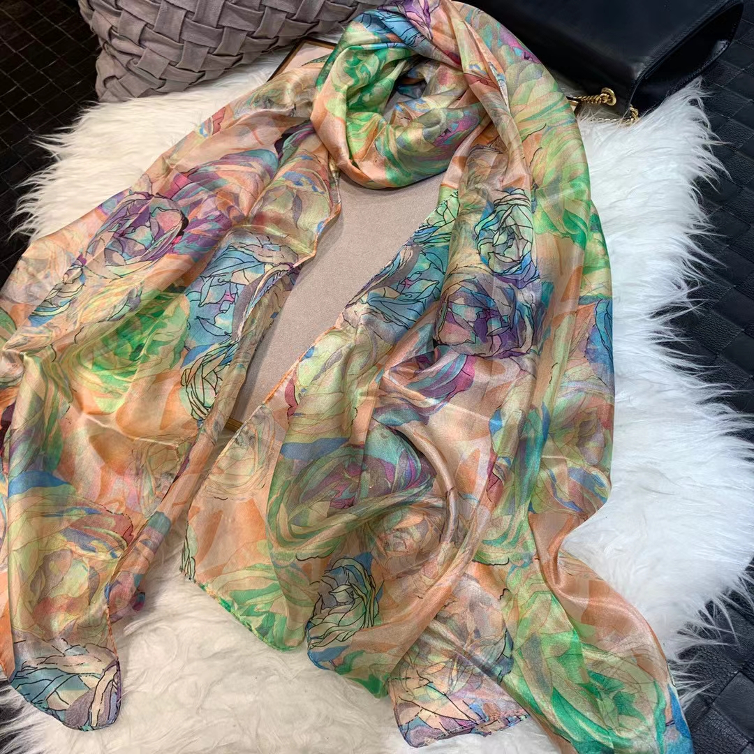 Ladies Green 100% Silk Scarf S - Shawl Wrap Winter reseña y precio