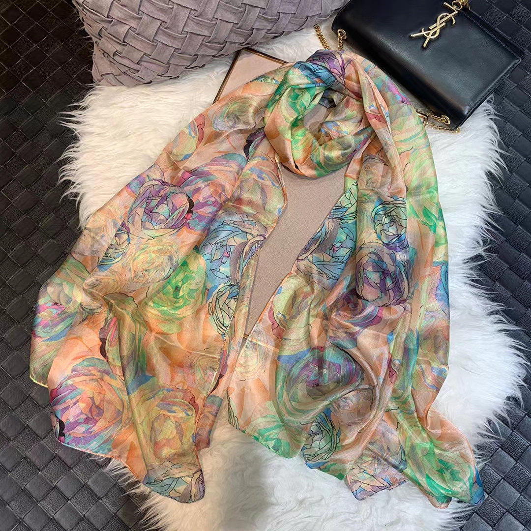 Ladies Green 100% Silk Scarf S - Shawl Wrap Winter reseña y precio