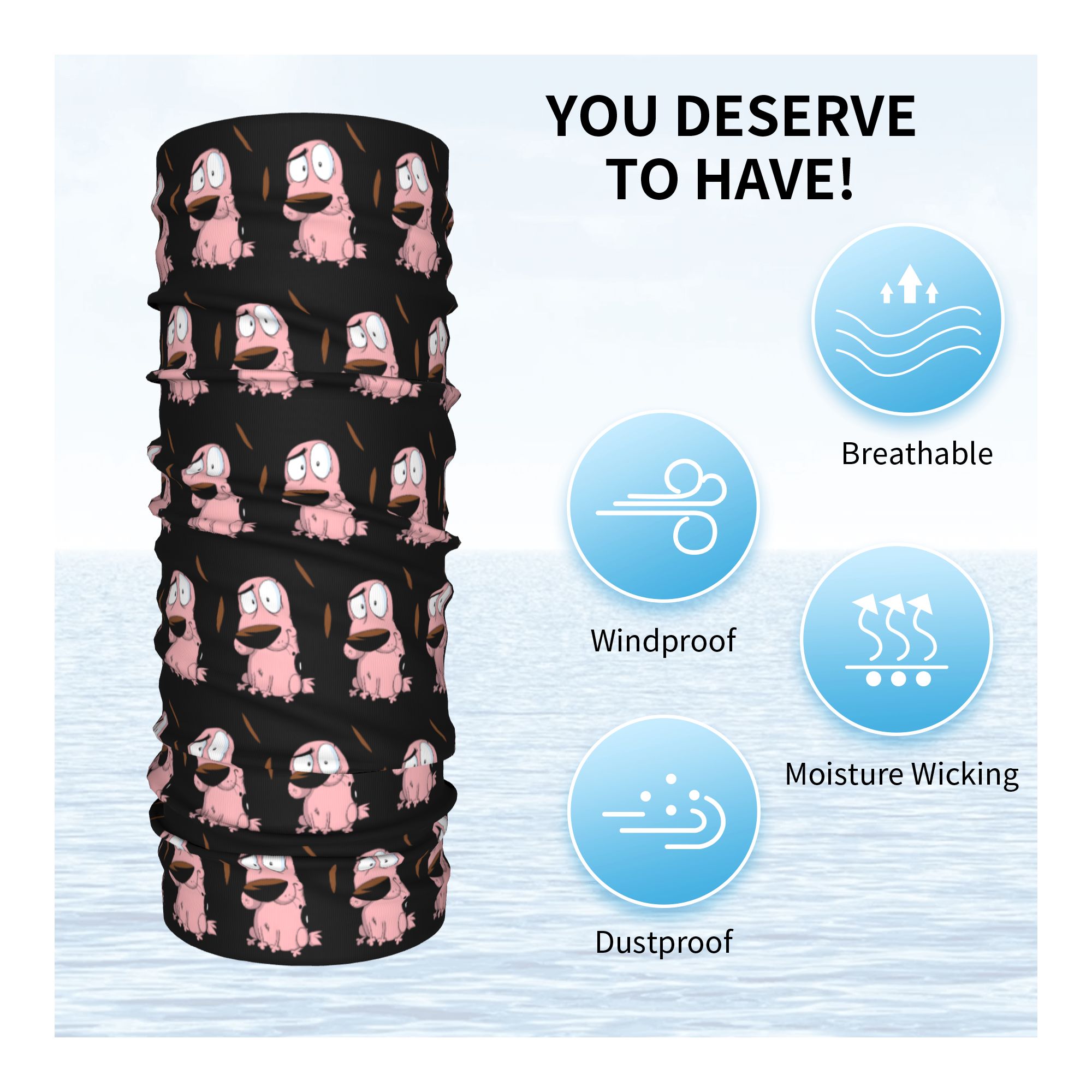 Custom Cartoon Courage Dog Win - Neck Gaiter Fleece reseña y precio