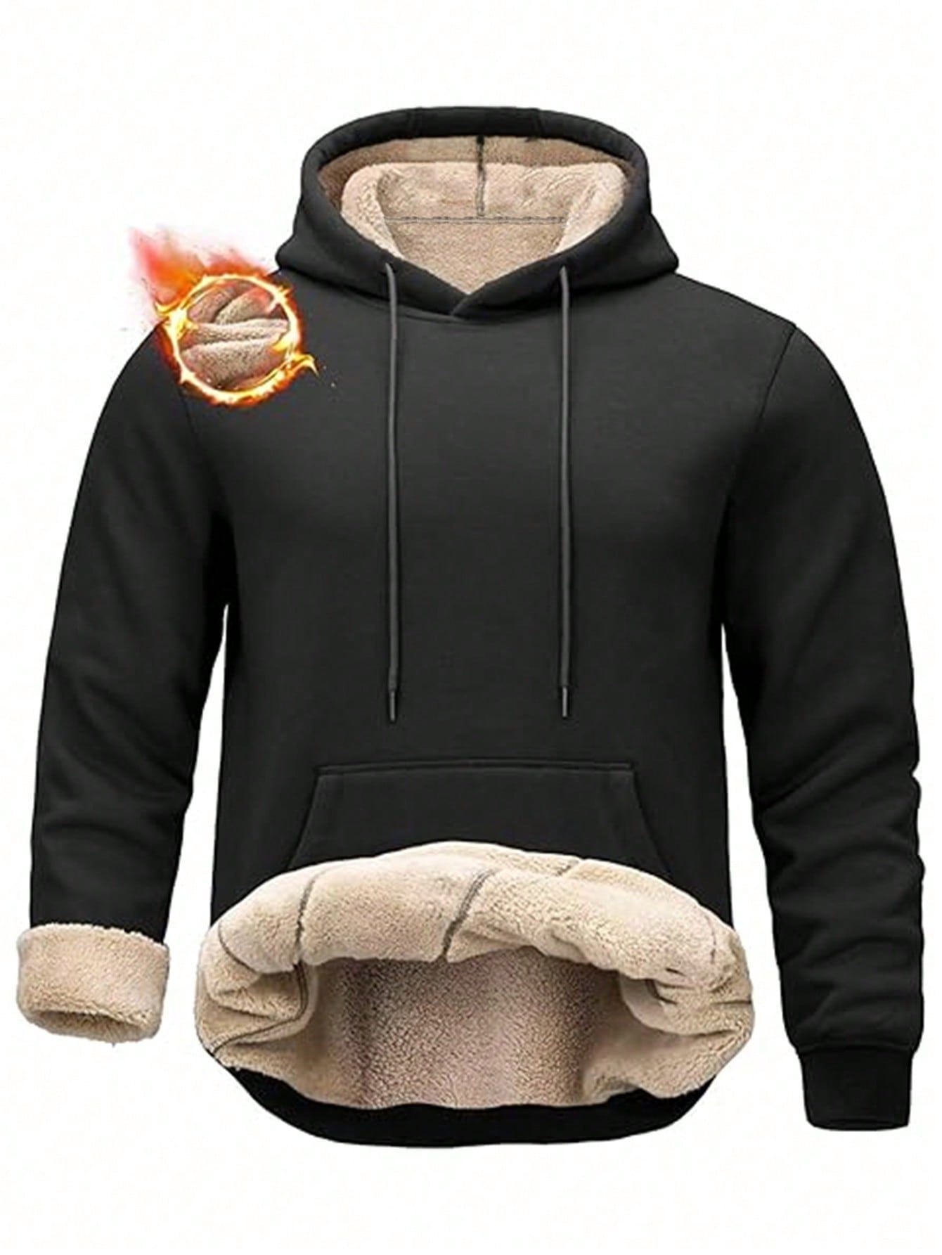 Men's Black Sherpa-Lined Hoodi - Sherpa Hoodie Fleece reseña y precio
