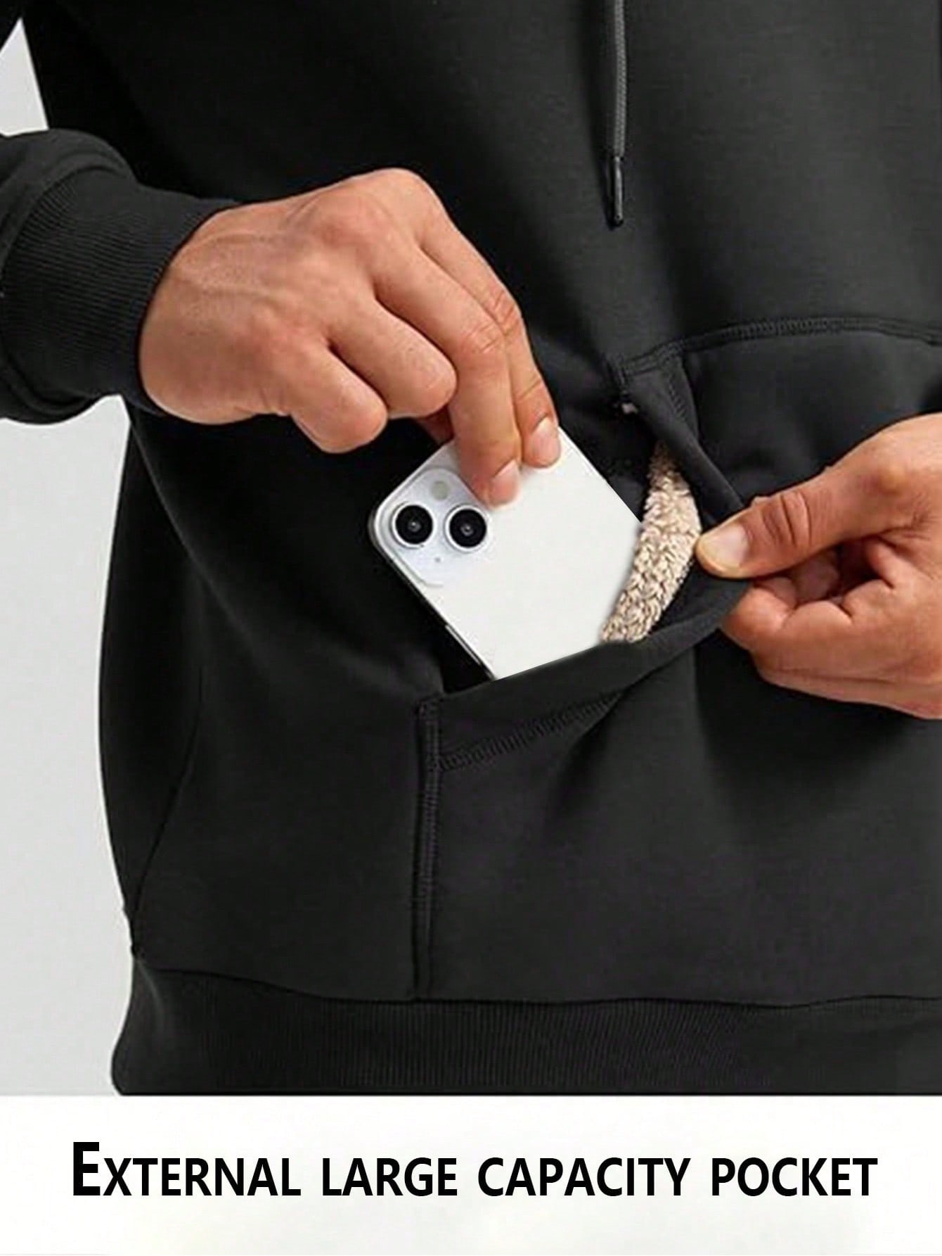 Men's Black Sherpa-Lined Hoodi - Sherpa Hoodie Fleece reseña y precio