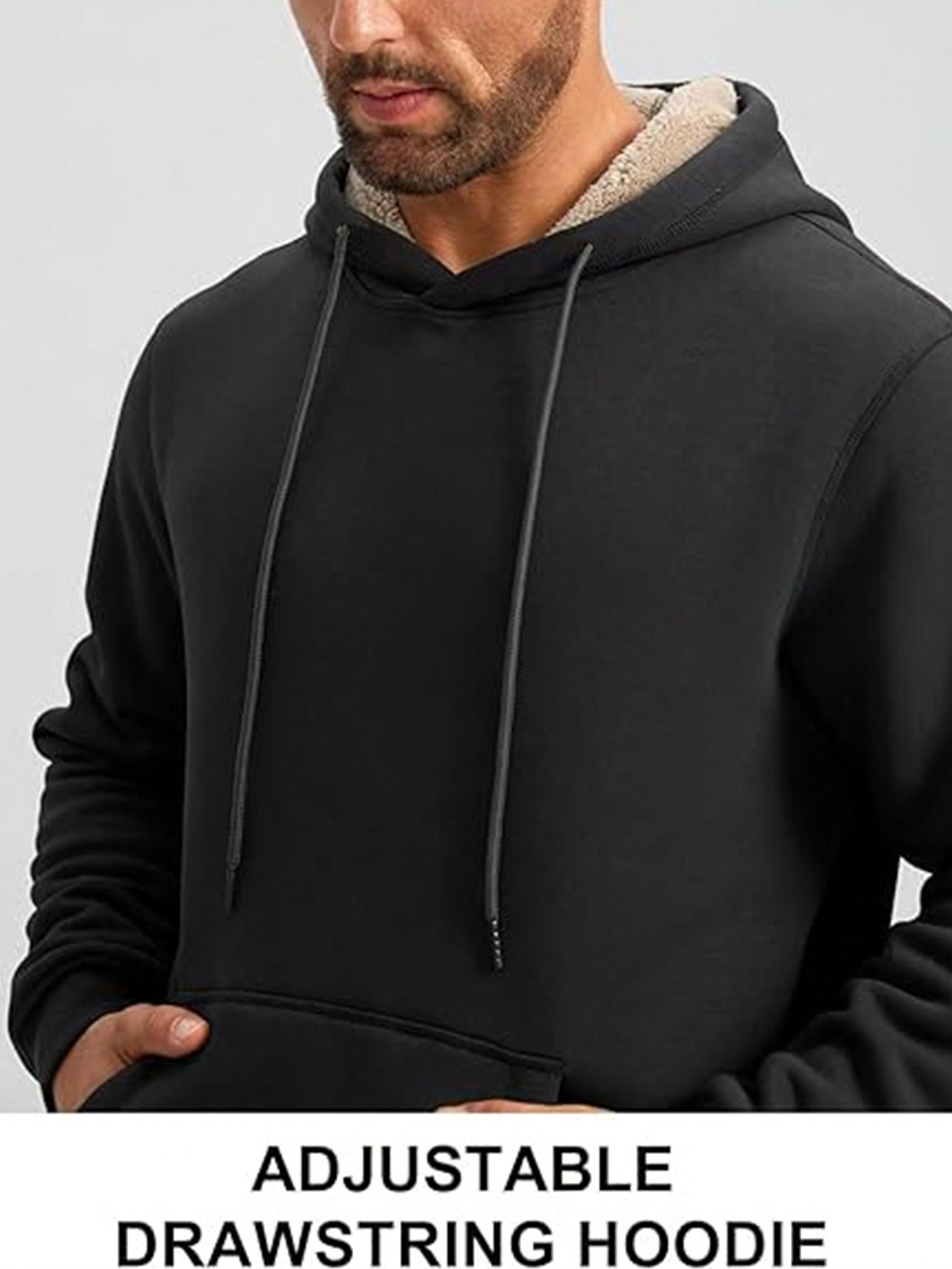 Men's Black Sherpa-Lined Hoodi - Sherpa Hoodie Fleece reseña y precio
