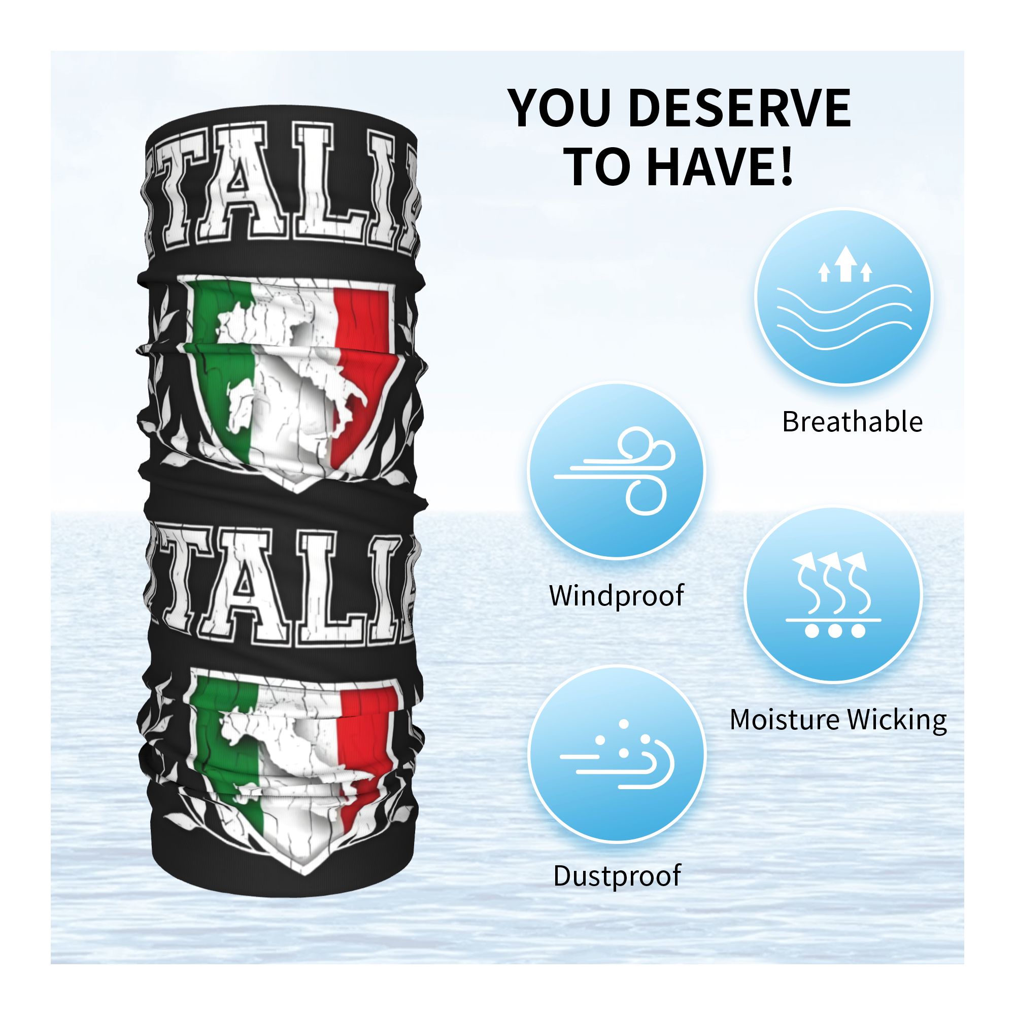 Custom Italy Flag Bandana Neck - Neck Gaiter Fleece reseña y precio