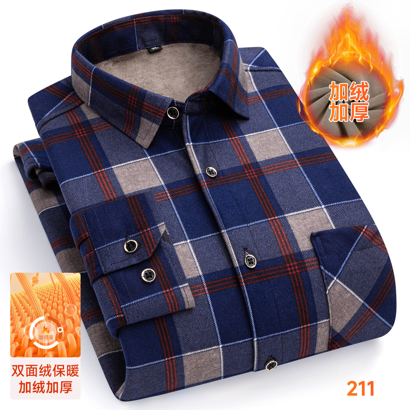8XL Men Winter Warm Plaid Shir - Flannel Shirt Lined reseña y precio