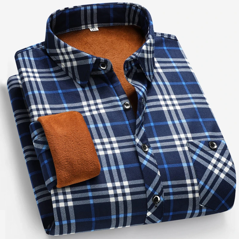 Autumn and Winter Men's Fleece - Flannel Shirt Lined reseña y precio