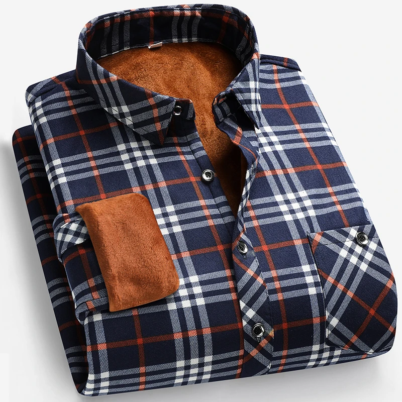 Autumn and Winter Men's Fleece - Flannel Shirt Lined reseña y precio