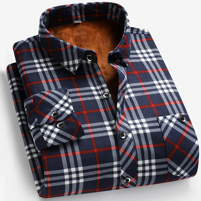 Autumn and Winter Men's Fleece - Flannel Shirt Lined reseña y precio