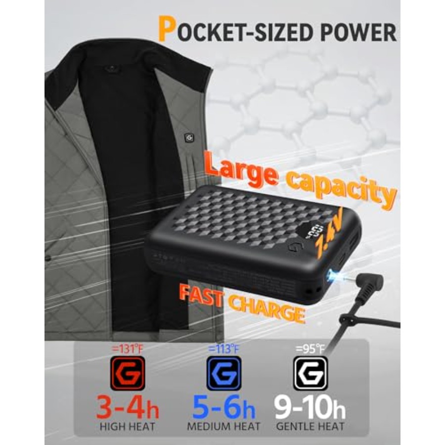 Wulcea Graphene Heated Vest Fo - Heated Vest Battery reseña y precio