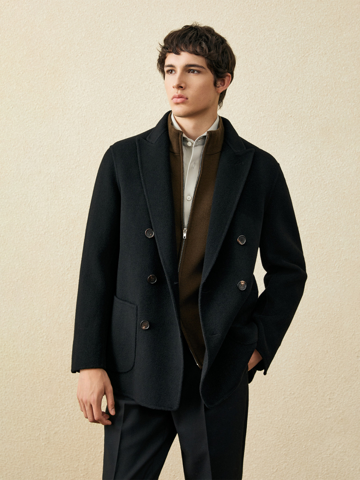 Men‘s 100% Wool Short Coat | B - Wool Coat Peacoat reseña y precio