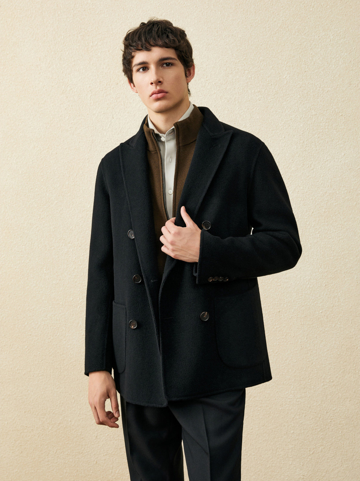 Men‘s 100% Wool Short Coat | B - Wool Coat Peacoat reseña y precio