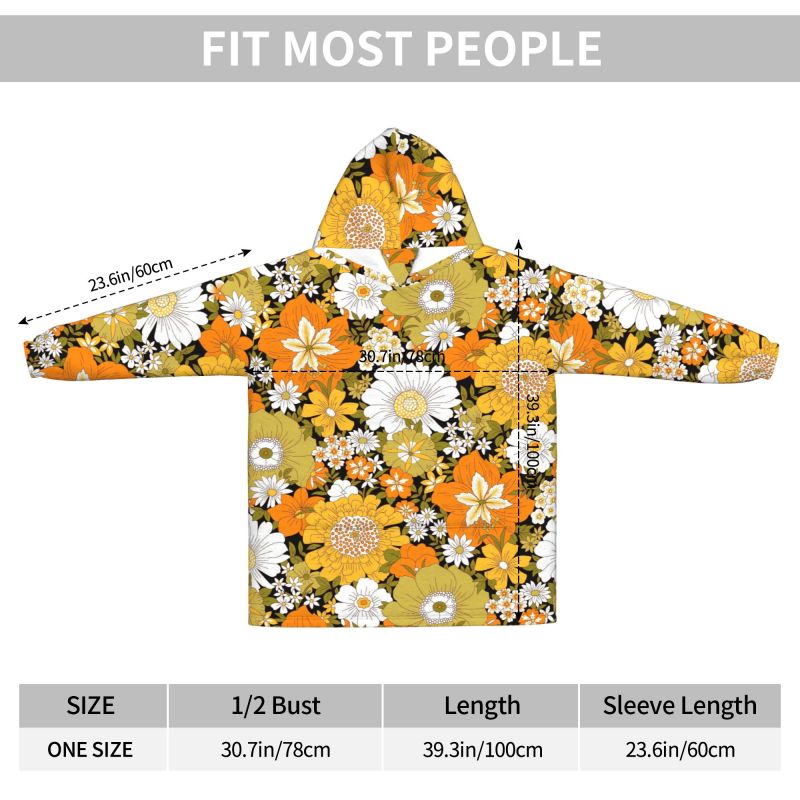Hippie Flower Floral Retro Bla - Sherpa Hoodie Fleece reseña y precio
