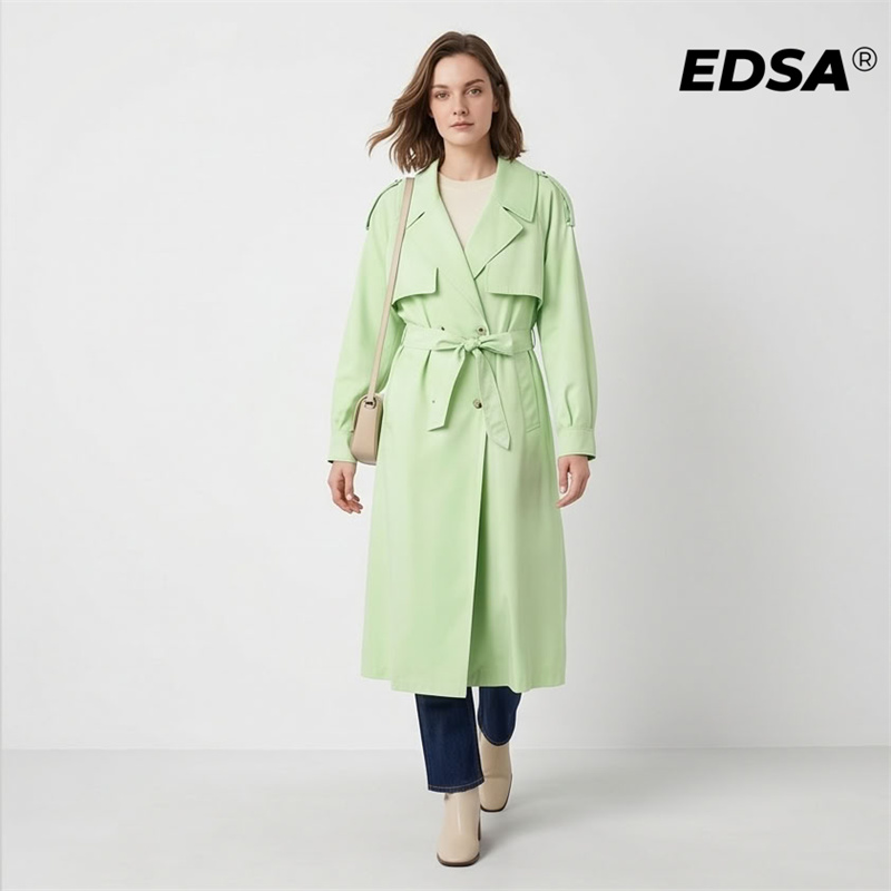 EDSA Women Green Trench Style  - Down Jacket Packable reseña y precio