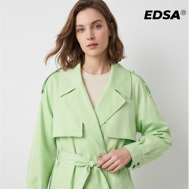EDSA Women Green Trench Style  - Down Jacket Packable reseña y precio