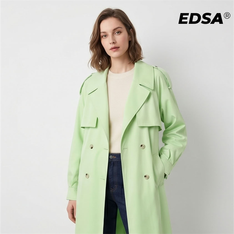 EDSA Women Green Trench Style  - Down Jacket Packable reseña y precio