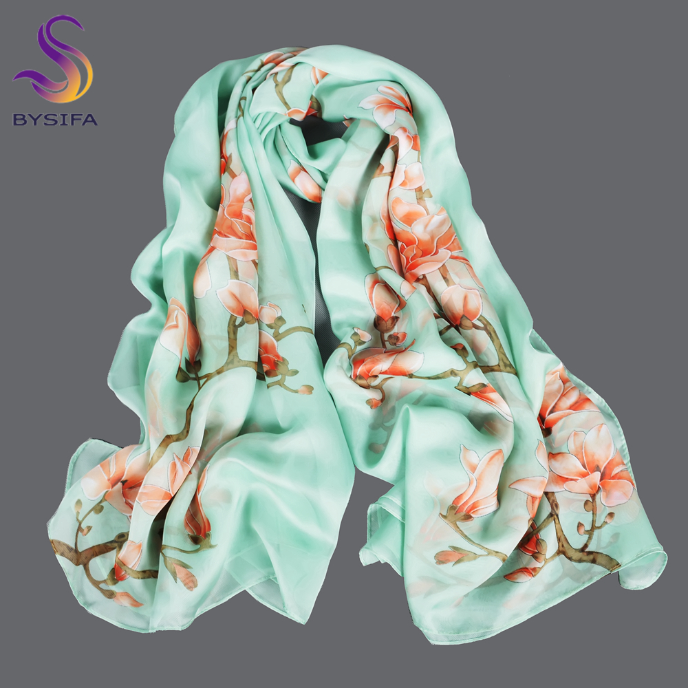 BYSIFA| Light Green Silk Scarf - Shawl Wrap Winter reseña y precio