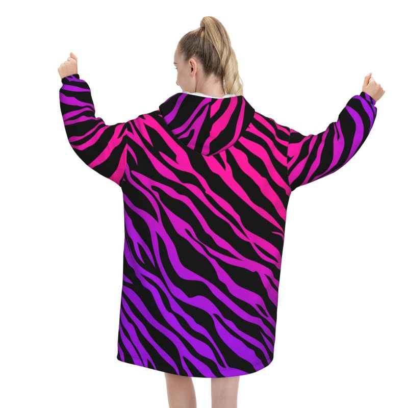 Zebra Stripe Print Wearable Bl - Sherpa Hoodie Fleece reseña y precio