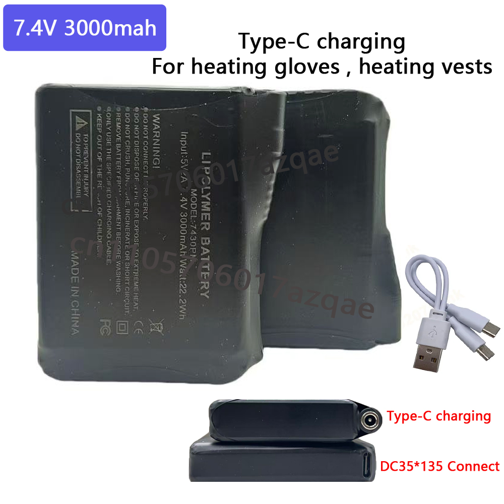 7.4V 3000mah Heated Gloves Bat - Heated Vest Battery reseña y precio