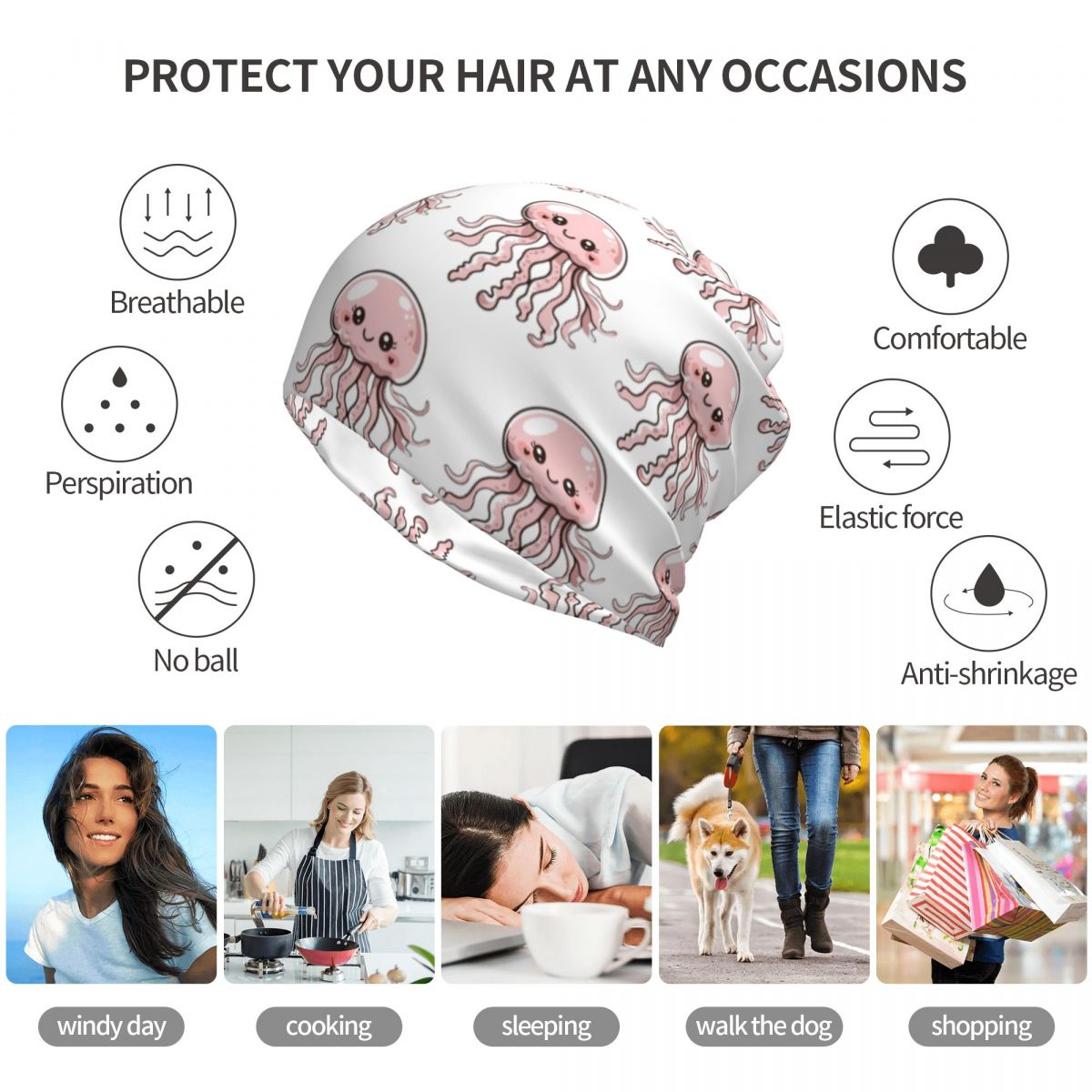 Cute Jellyfish Kawaii Design B - Knit Beanie Hat Warm reseña y precio