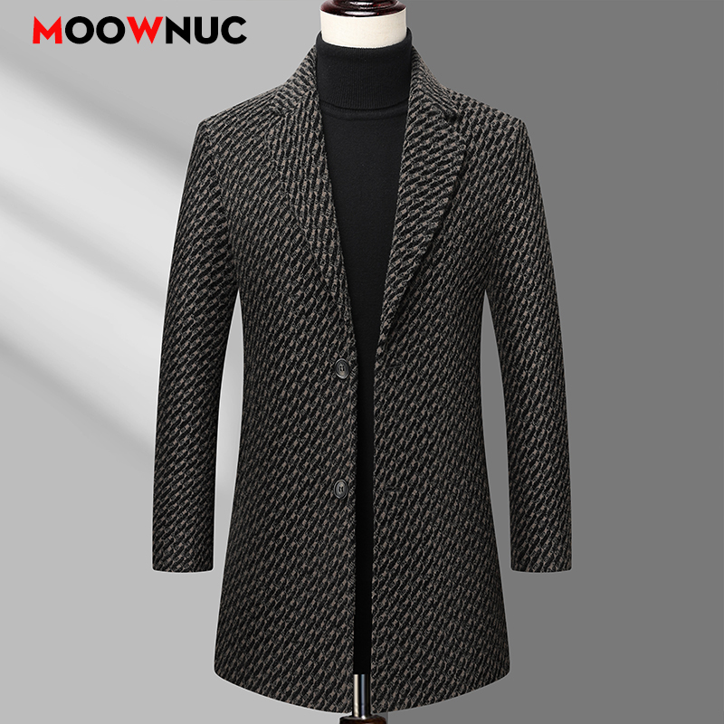 Long Coat Men Mens Wool Jacket - Wool Coat Peacoat reseña y precio