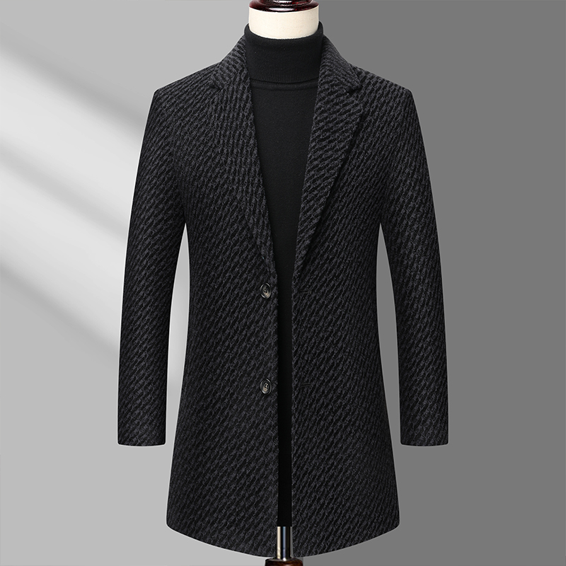 Long Coat Men Mens Wool Jacket - Wool Coat Peacoat reseña y precio