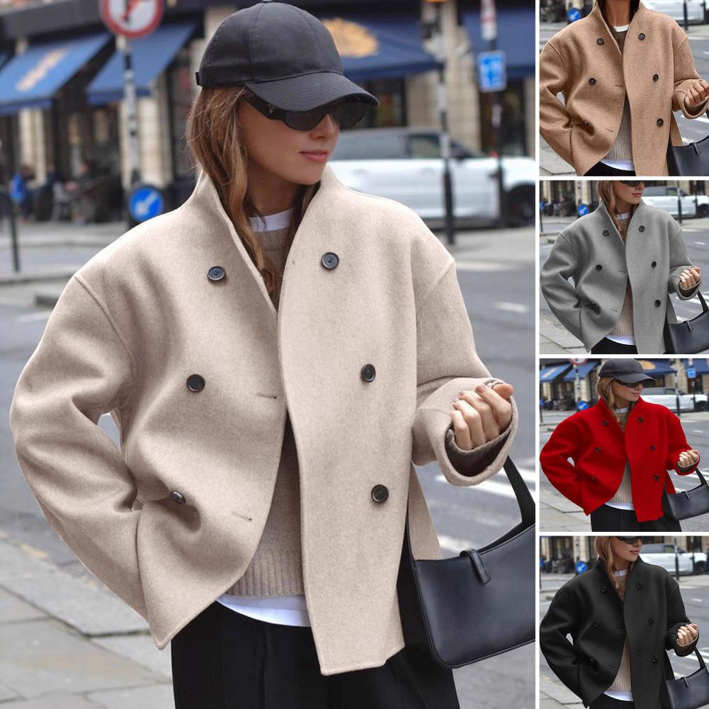Women's Winter Cropped Wool Co - Wool Coat Peacoat reseña y precio