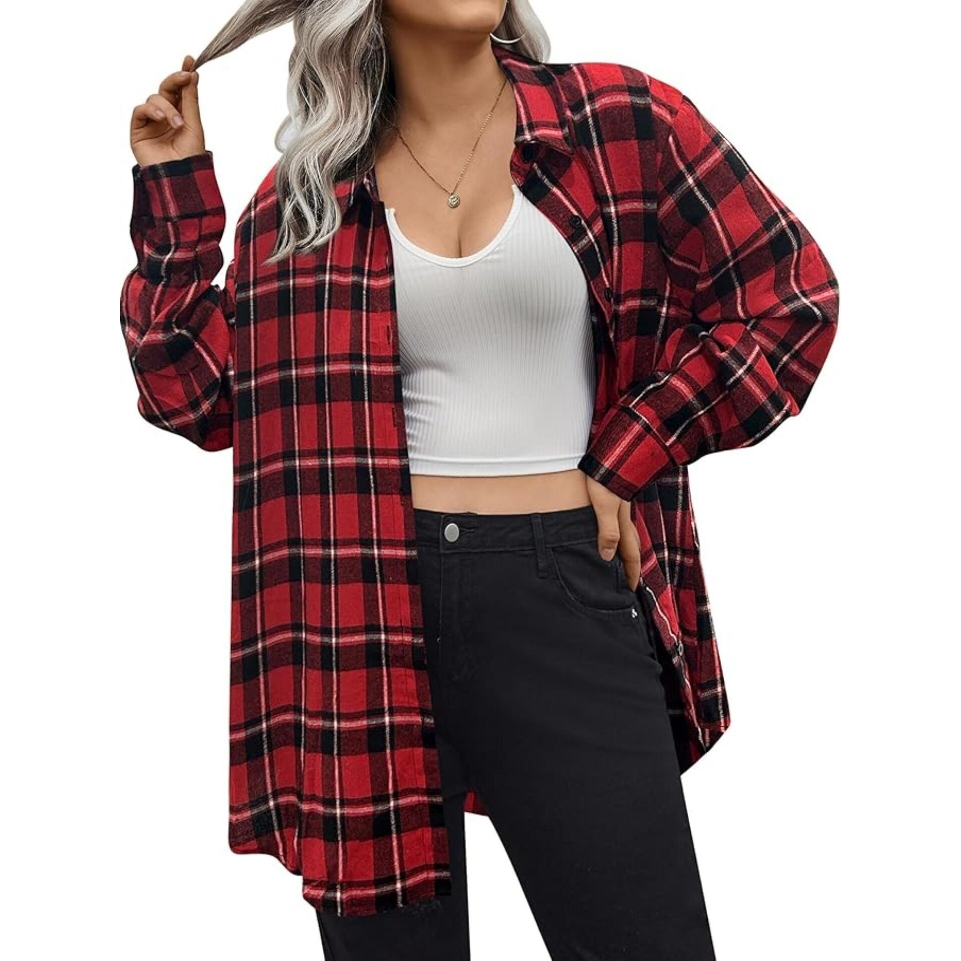 Warm Flannel Plaid Shirt Women - Flannel Shirt Lined reseña y precio