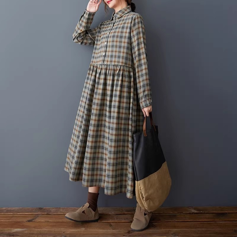 Korean Loose Retro Plaid Shirt - Flannel Shirt Lined reseña y precio