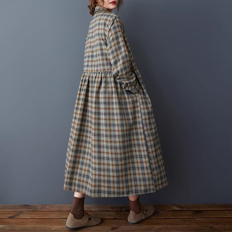 Korean Loose Retro Plaid Shirt - Flannel Shirt Lined reseña y precio